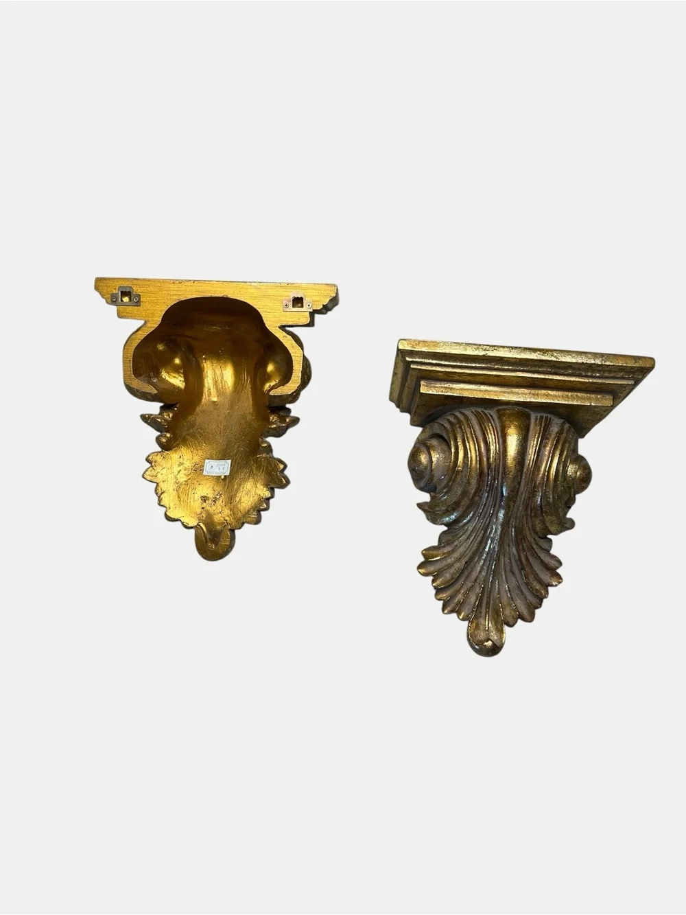 Vintage Gold Accent Wall Corbels - Wall Sconces Ornate Vintage Decorative Pair